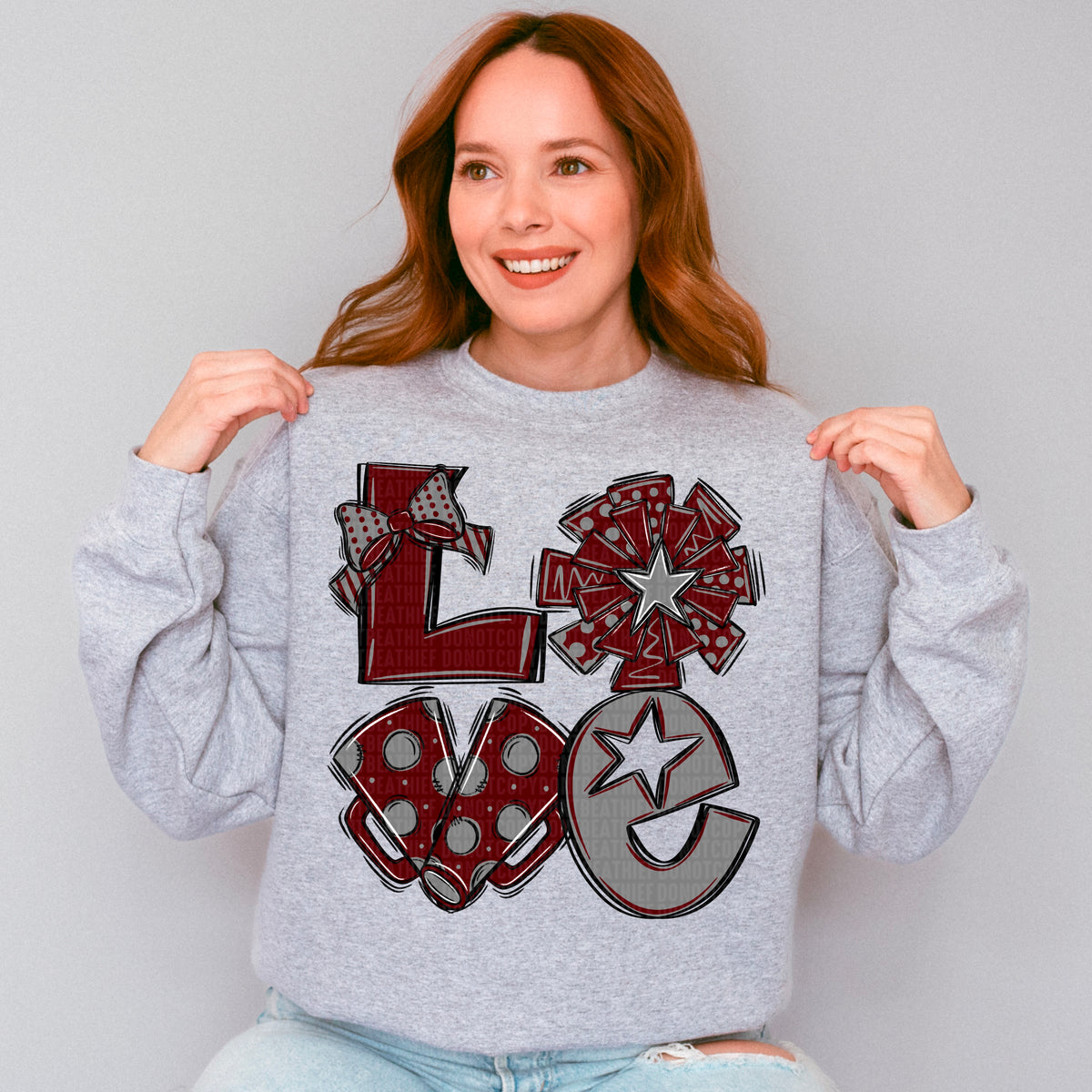 Love cheer maroon grey (SDD) 106735 DTF transfer