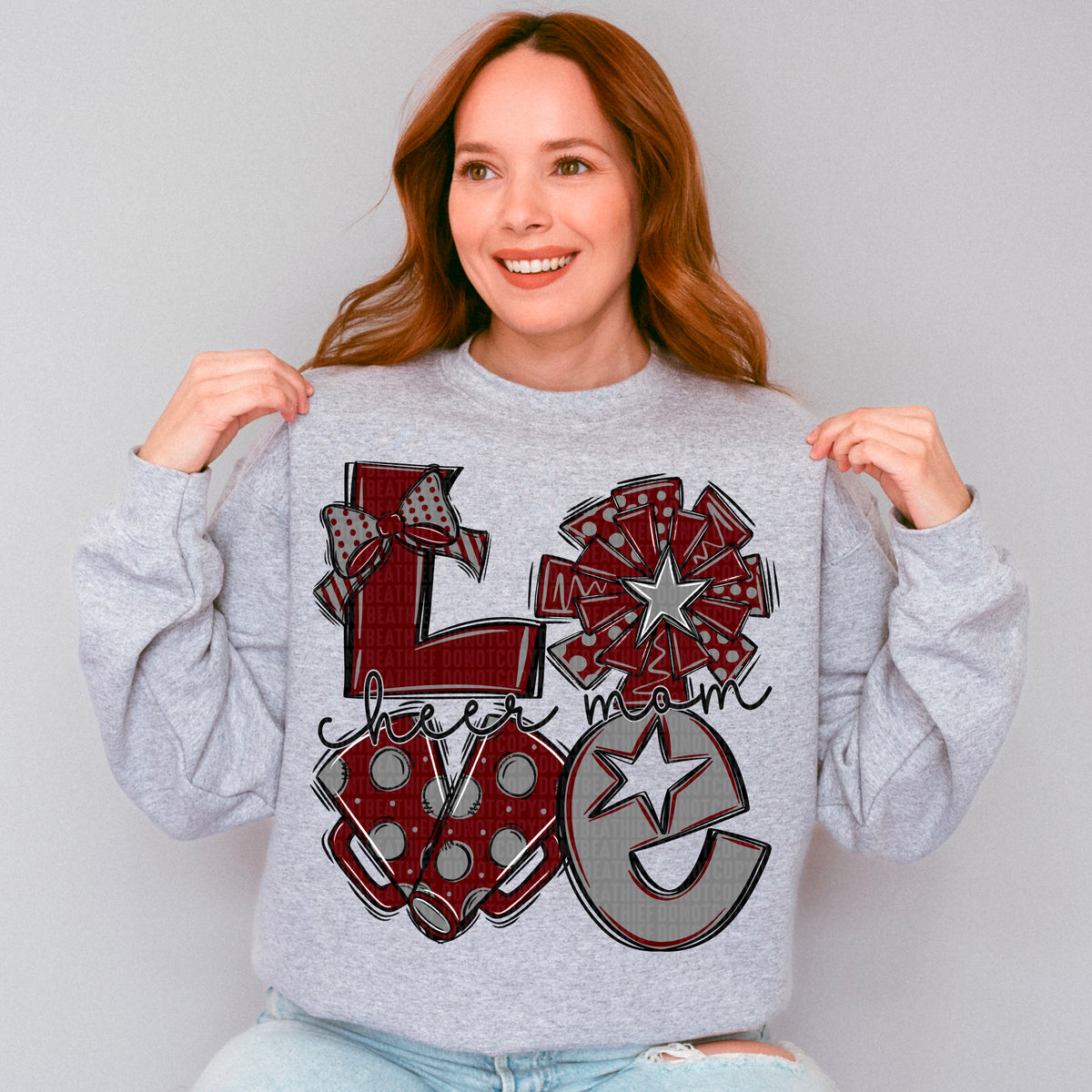 Love cheer mom maroon and grey (SDD) 106714 DTF transfer