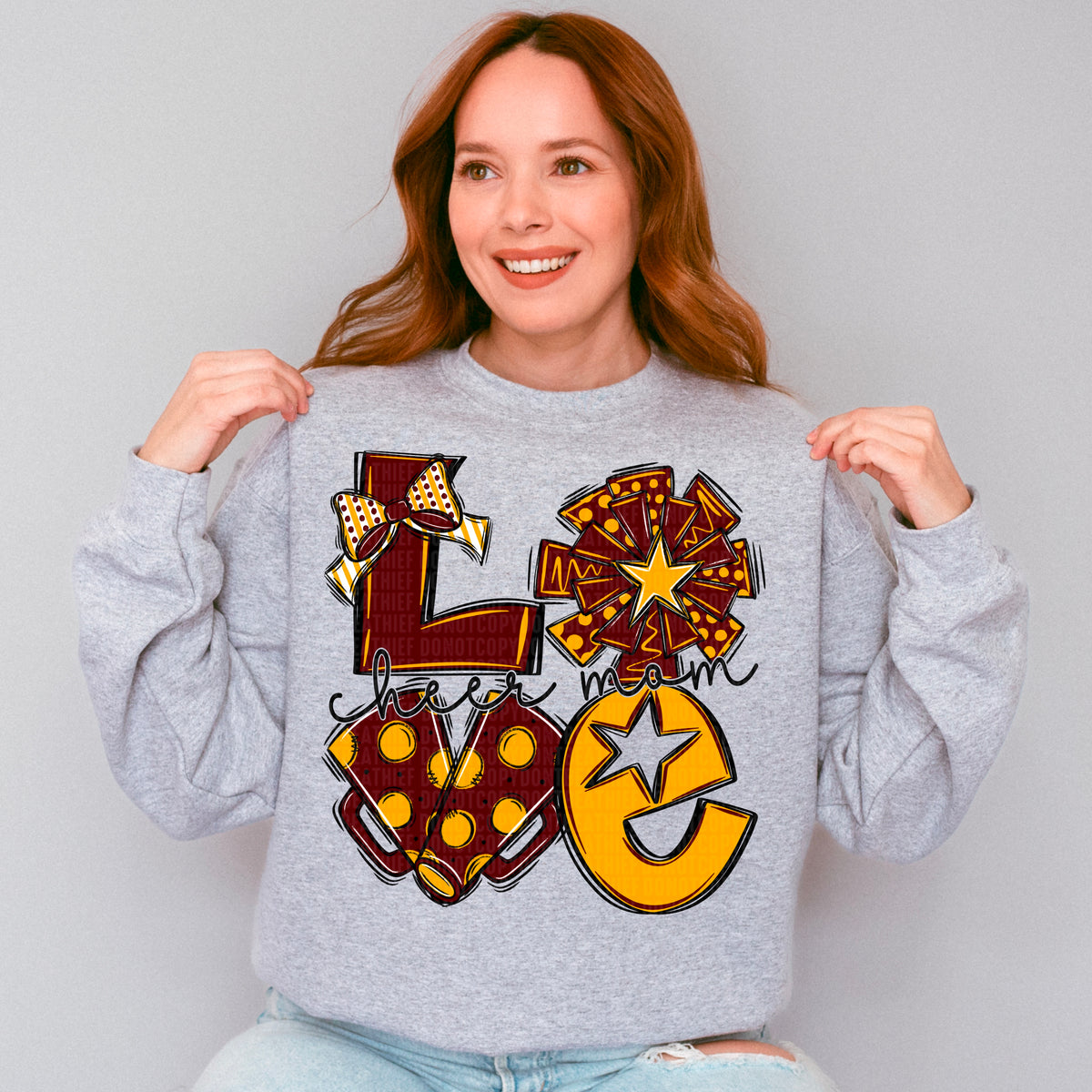Love cheer mom maroon and yellow gold (SDD) 106717 DTF transfer