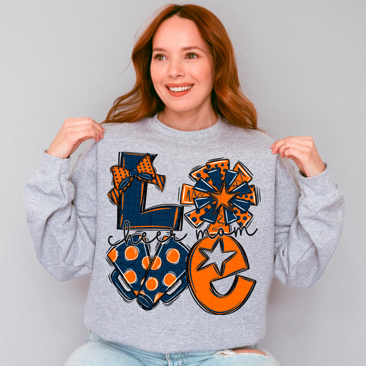Love cheer mom navy and orange (SDD) 106718 DTF transfer