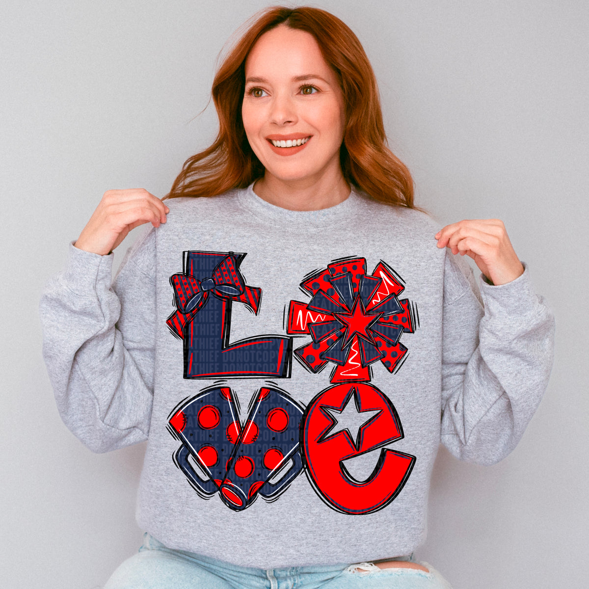 Love cheer mom navy and red (SDD) 106719 DTF transfer