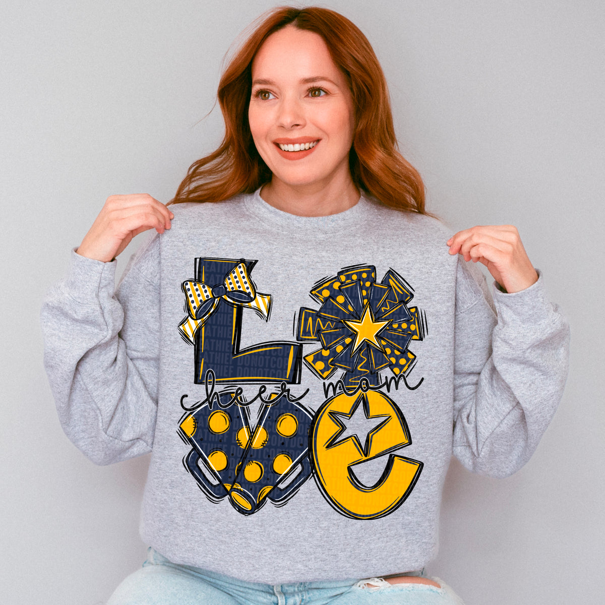 Love cheer mom navy yellow gold (SDD) 106727 DTF transfer