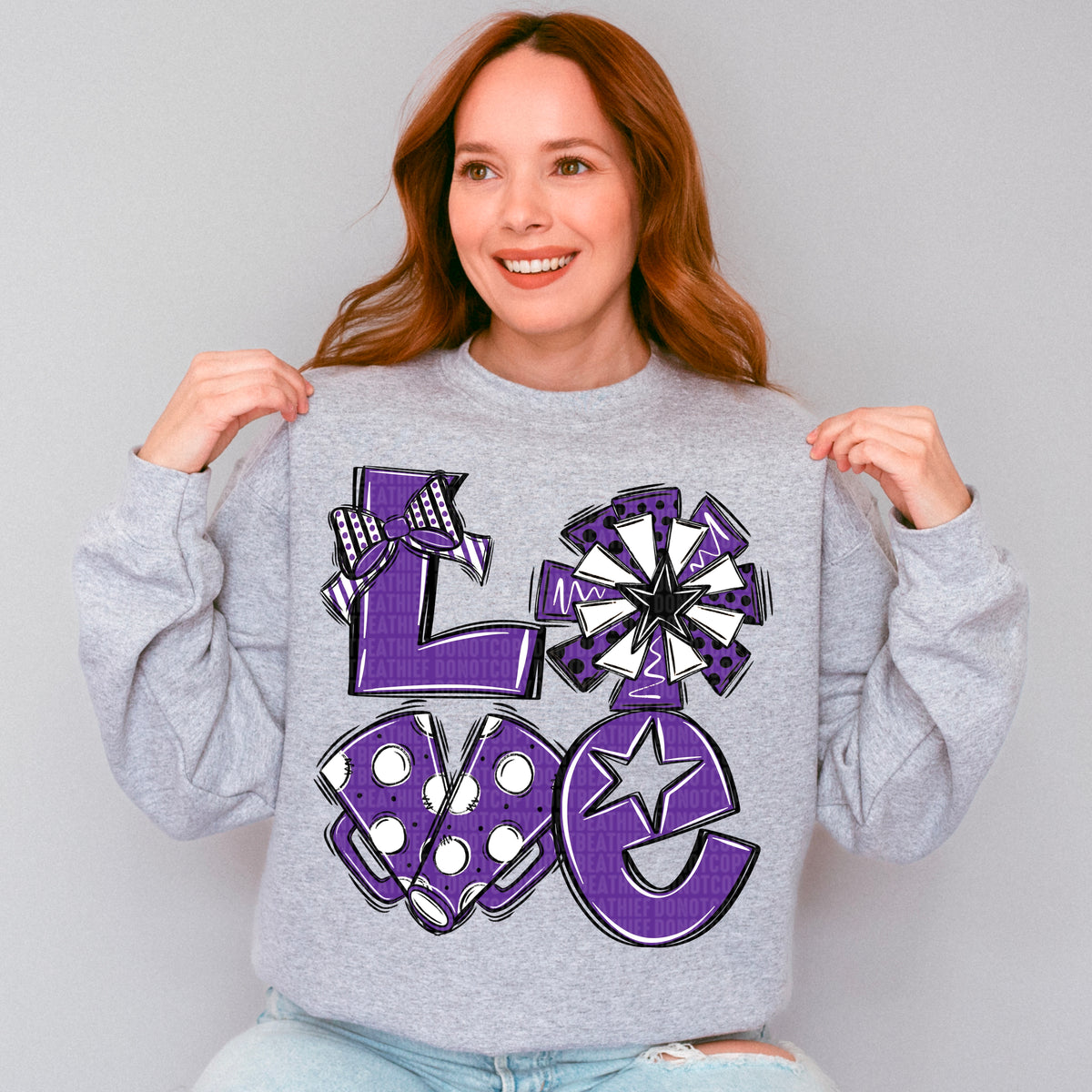 Love cheer purple black white (SDD) 106738 DTF transfer