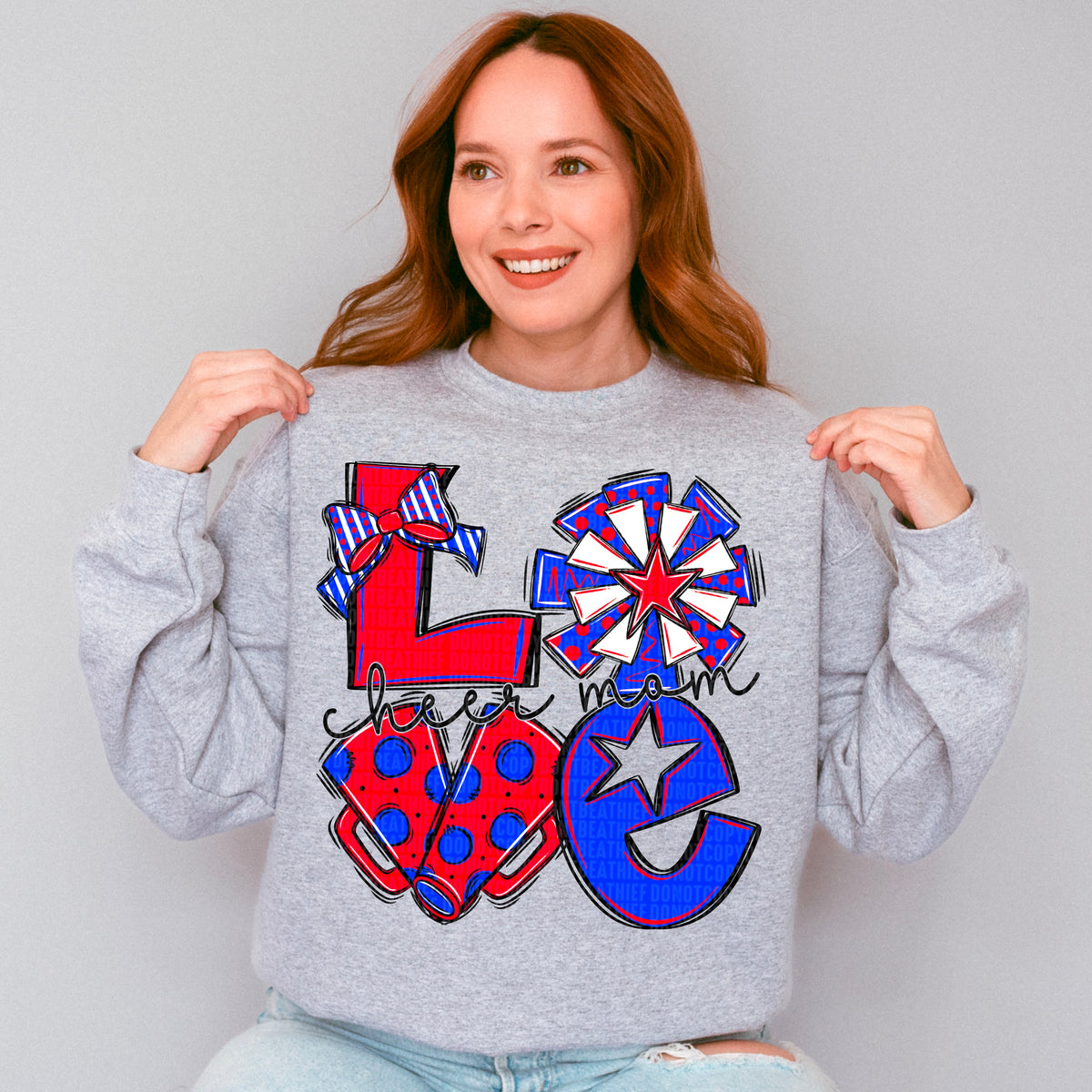 Love cheer mom red blue (SDD) 106722 DTF transfer