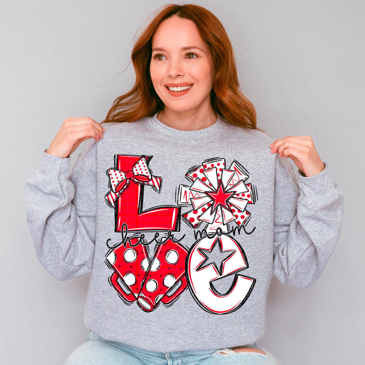 Love cheer mom red white black (SDD) 106723 DTF transfer