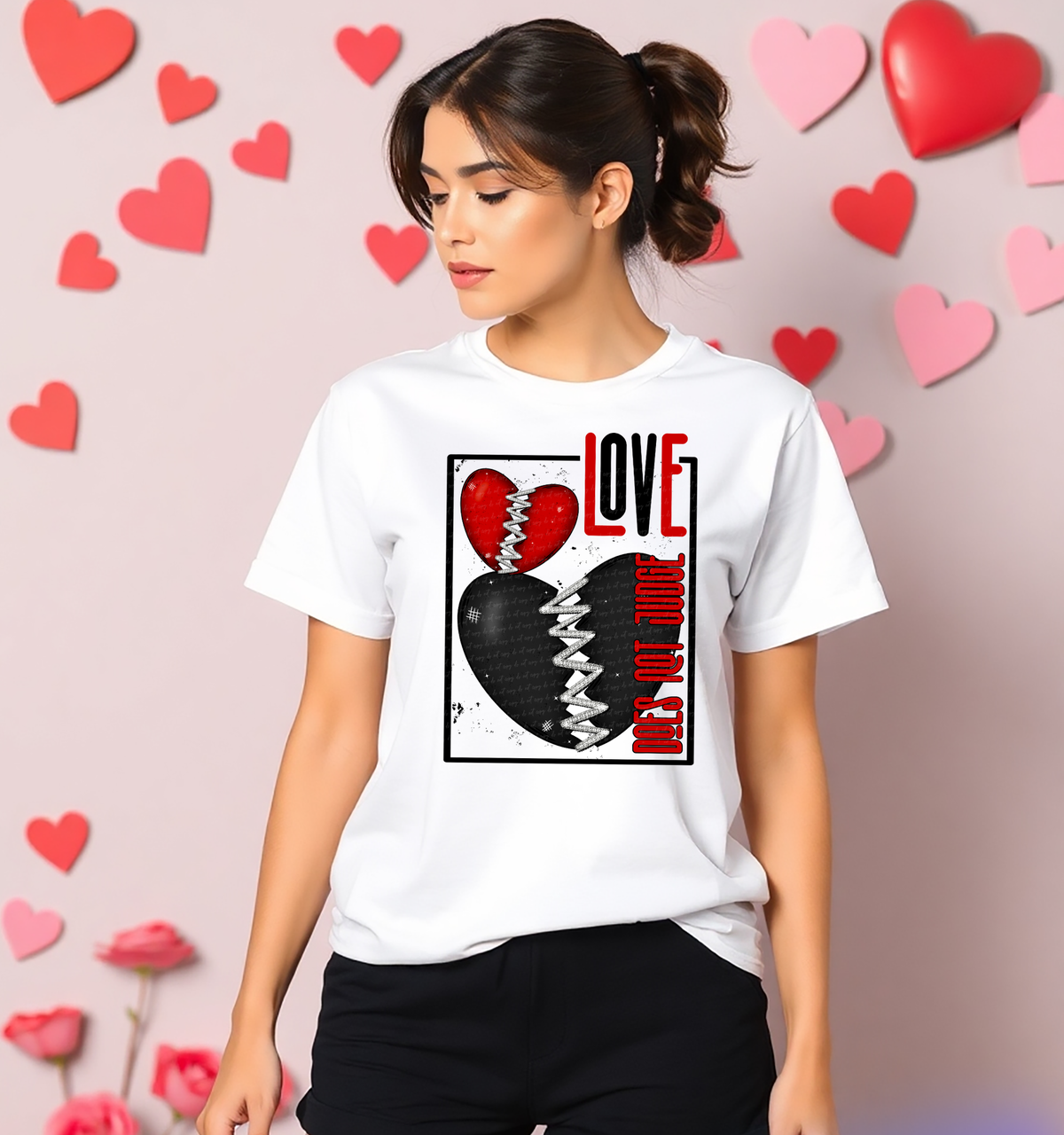 Love Does Not Judge Stitches Heart 81824 DTF Transfer