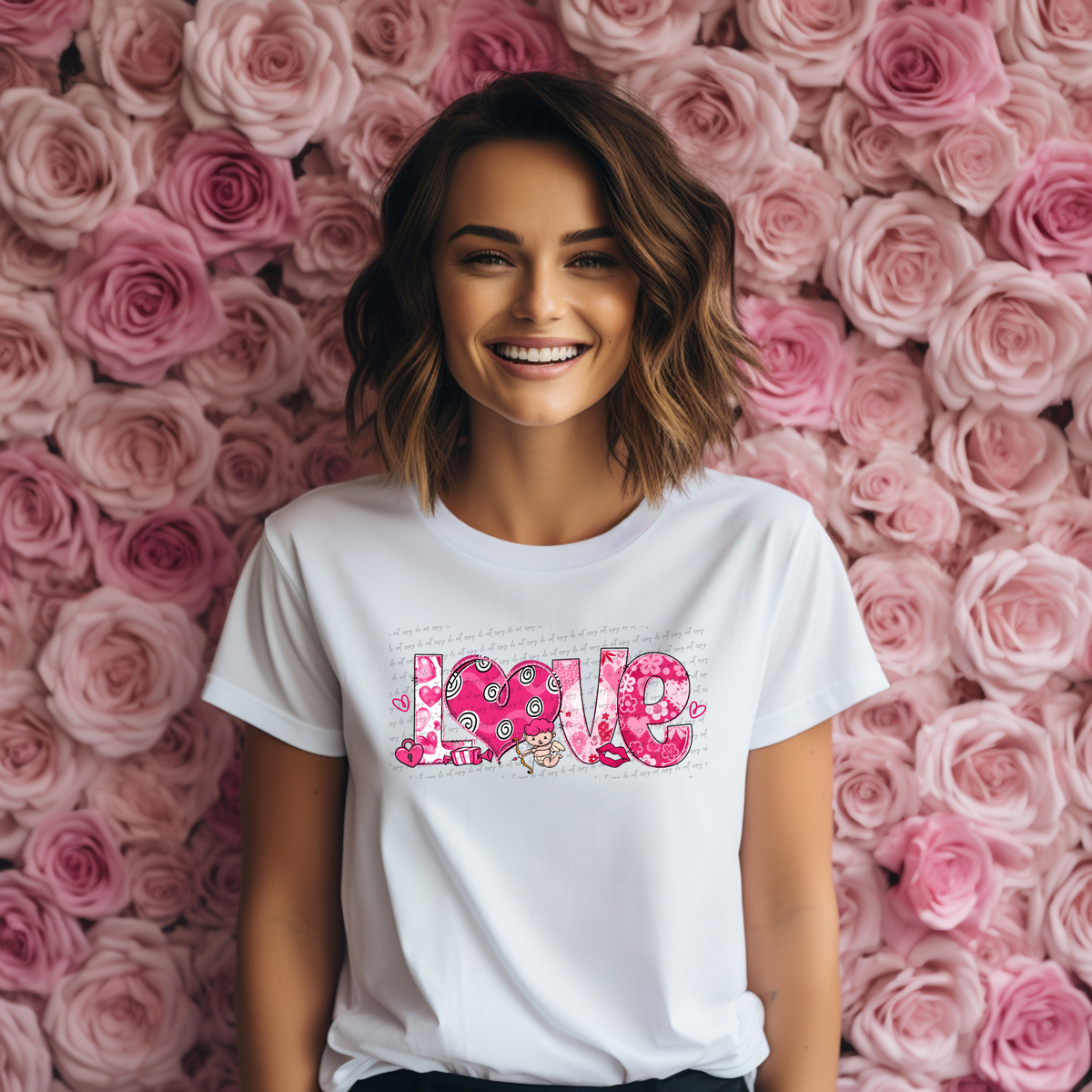 Love Hearts Cupid Pink 76696 DTF Transfer