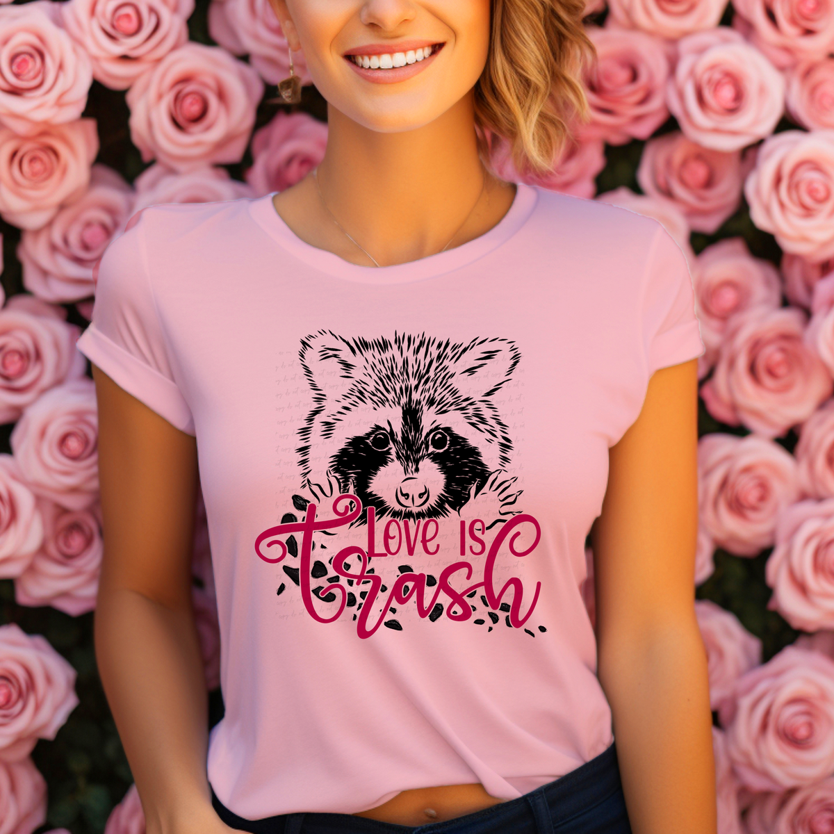 Love Is Trash Raccoon Pink Font 116845 DTF Transfer