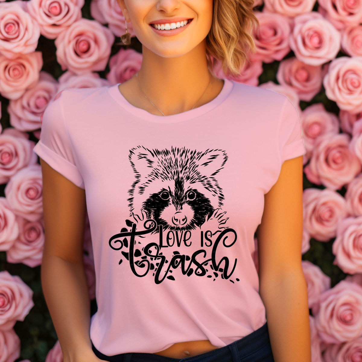 Love Is Trash Raccoon Black Font 116846 DTF Transfer