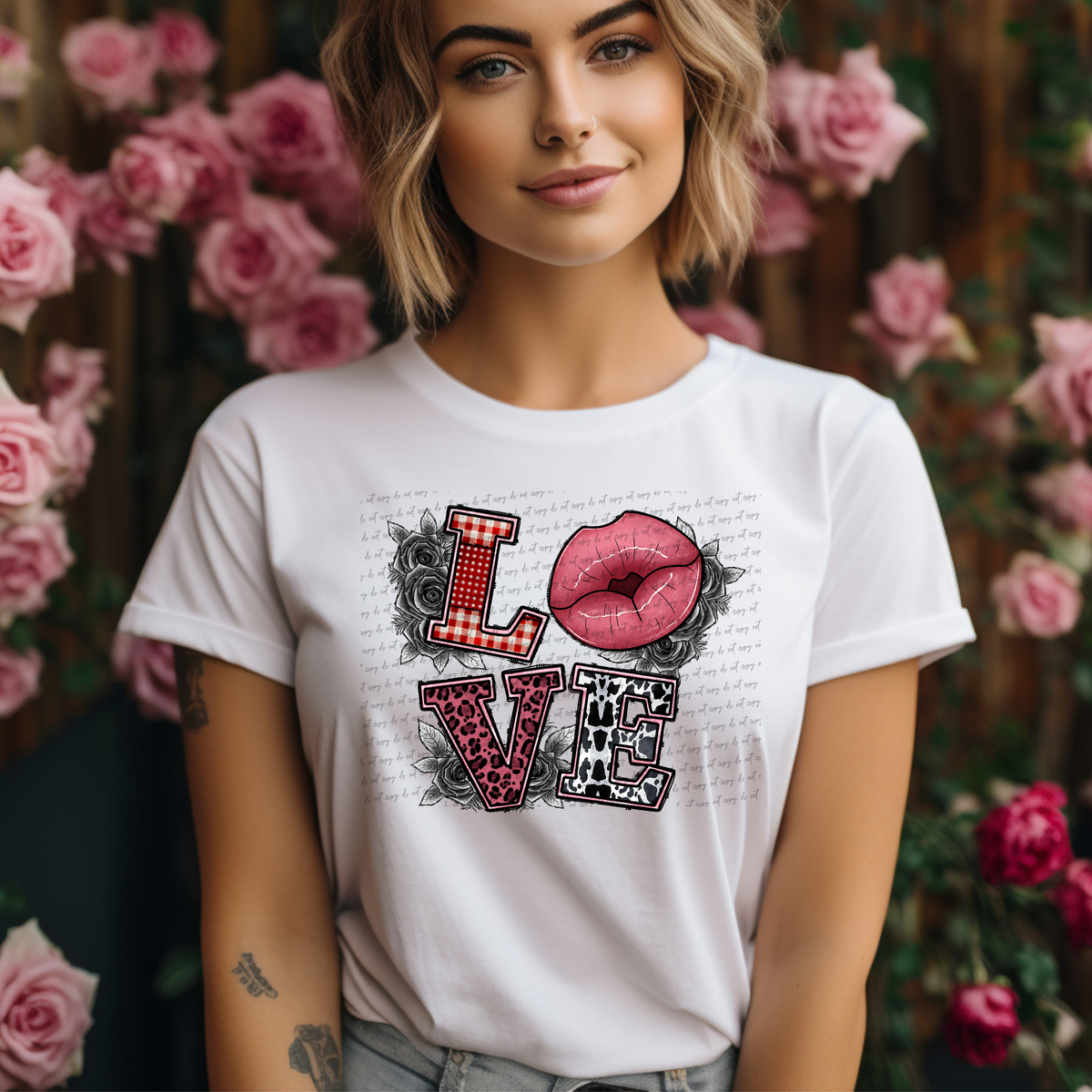 Love Kiss Floral 71534 DTF transfer