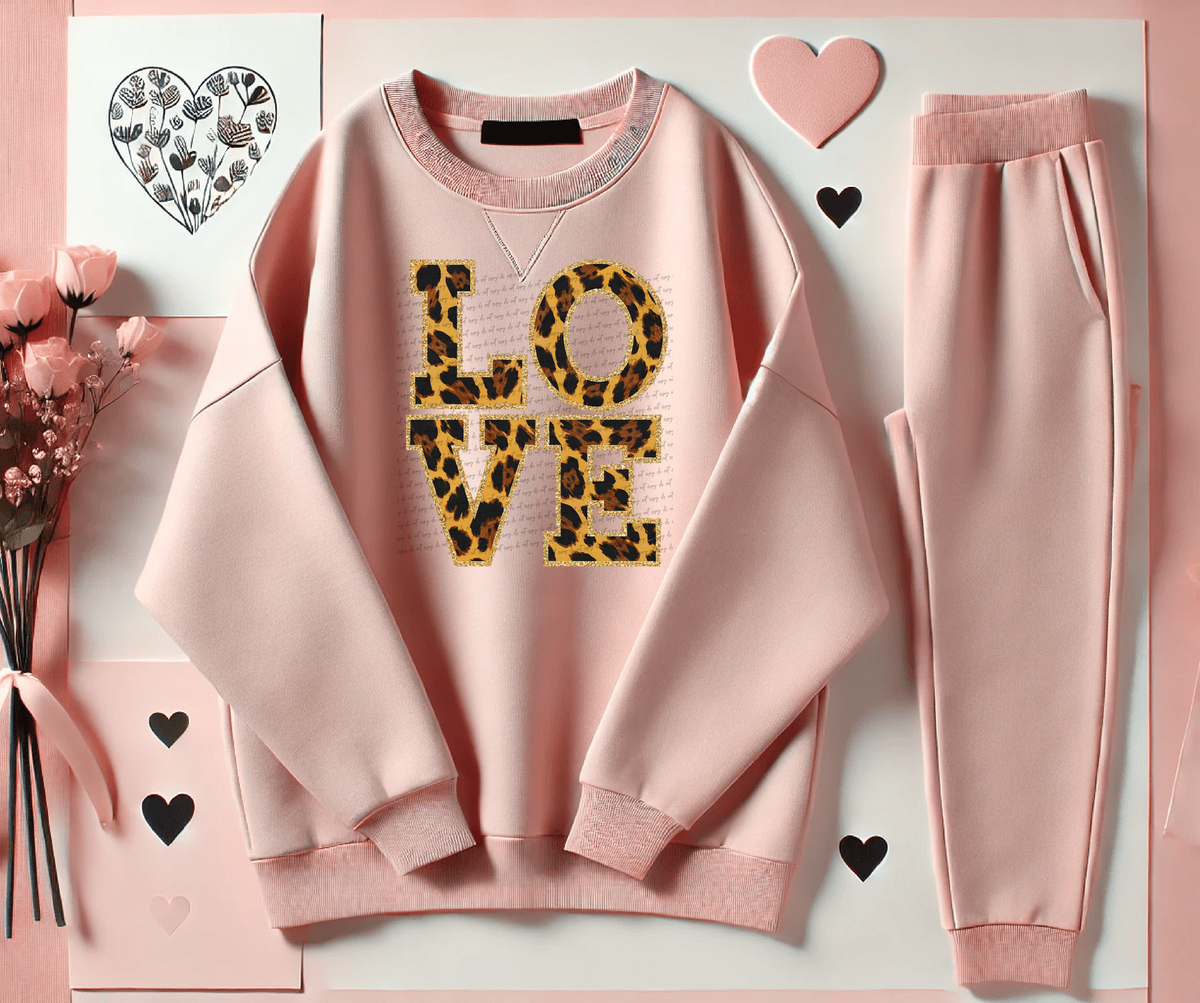 Love Leopard Gold Glitter Outline 71781 DTF Transfer