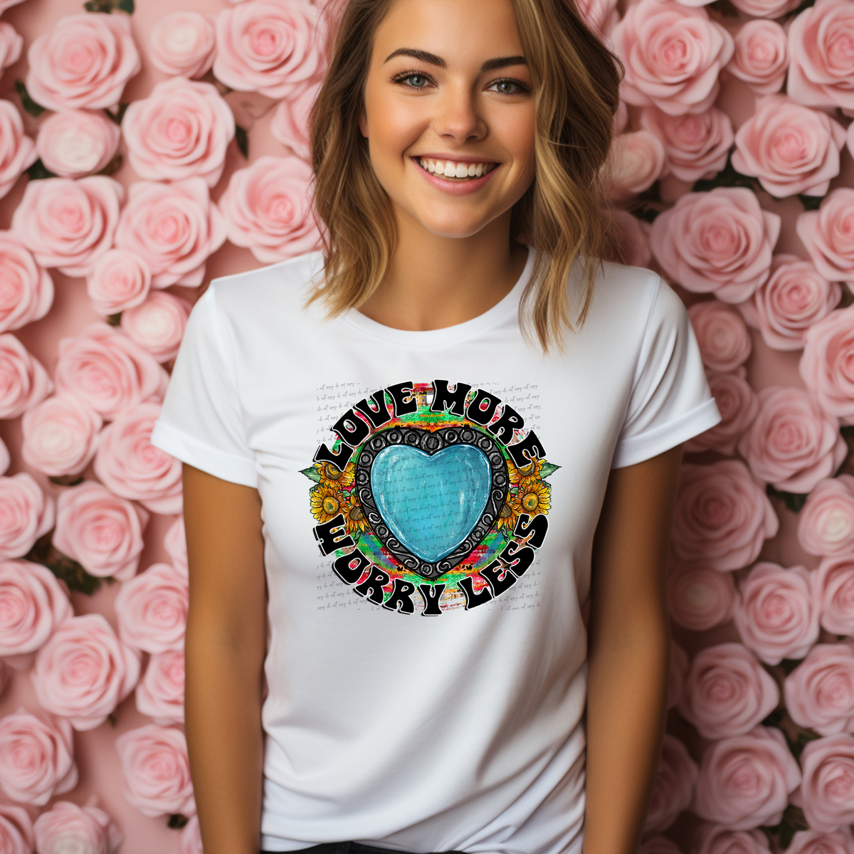 Love More Worry Less Heart 71537 DTF transfer