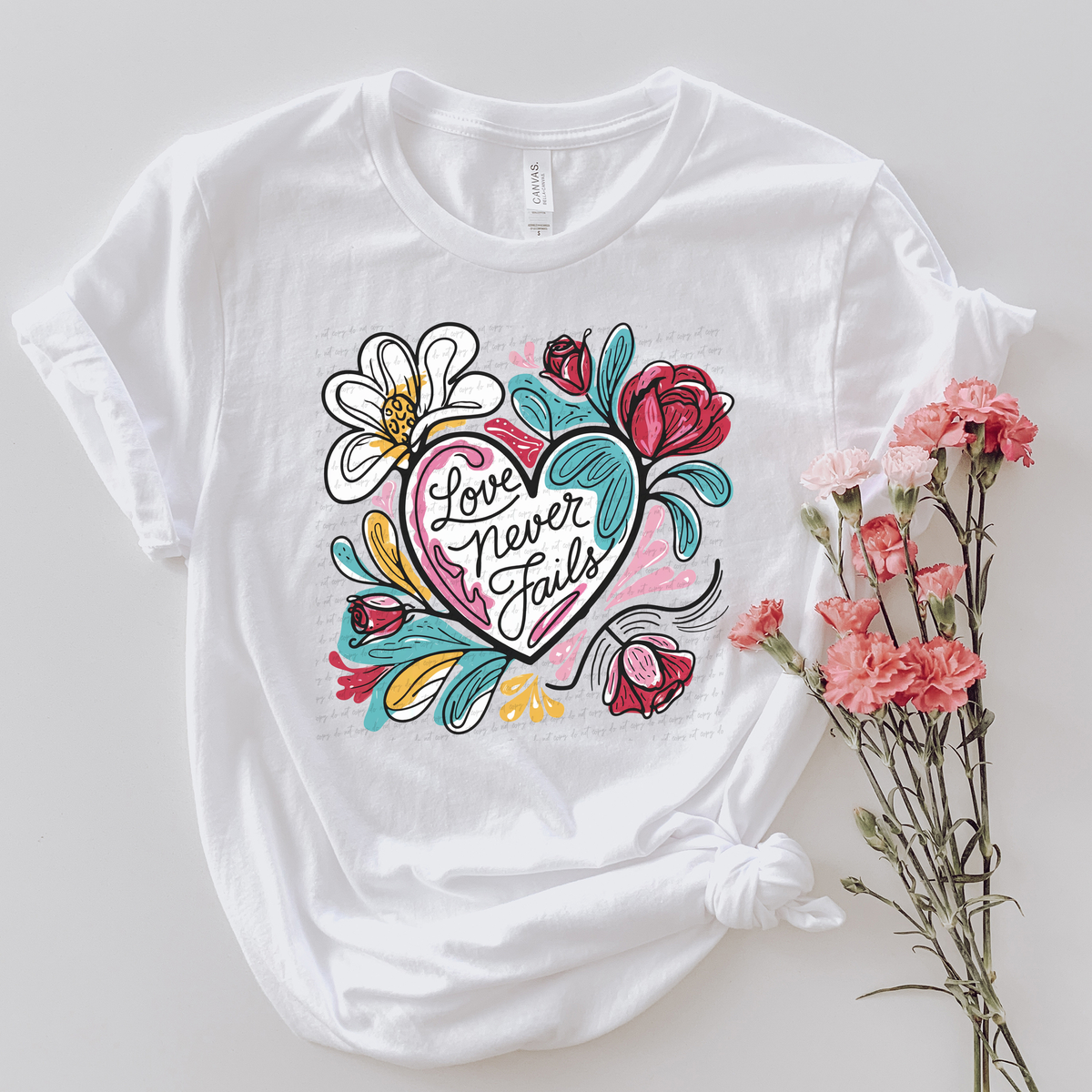 Love Never Fails Heart Floral 81826 DTF Transfer