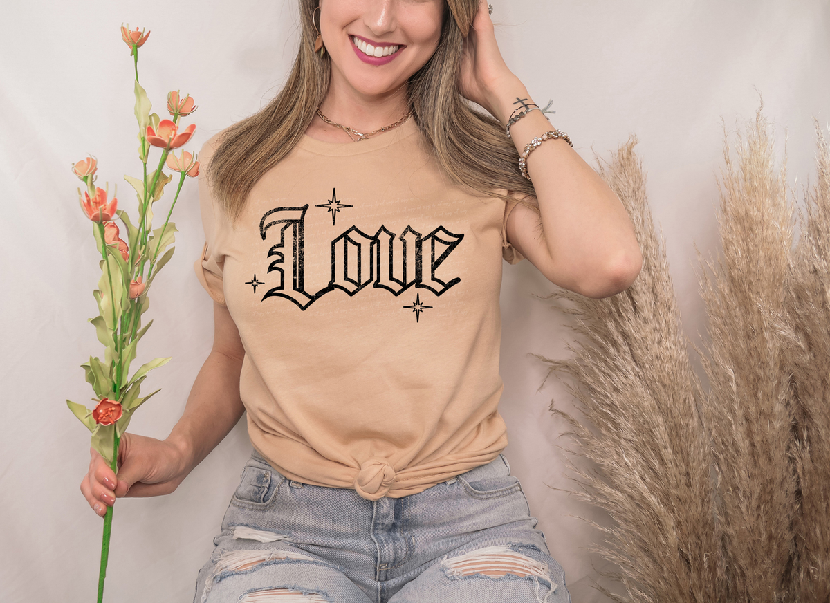 Love Outline - Black Grunge 86224 DTF Transfer