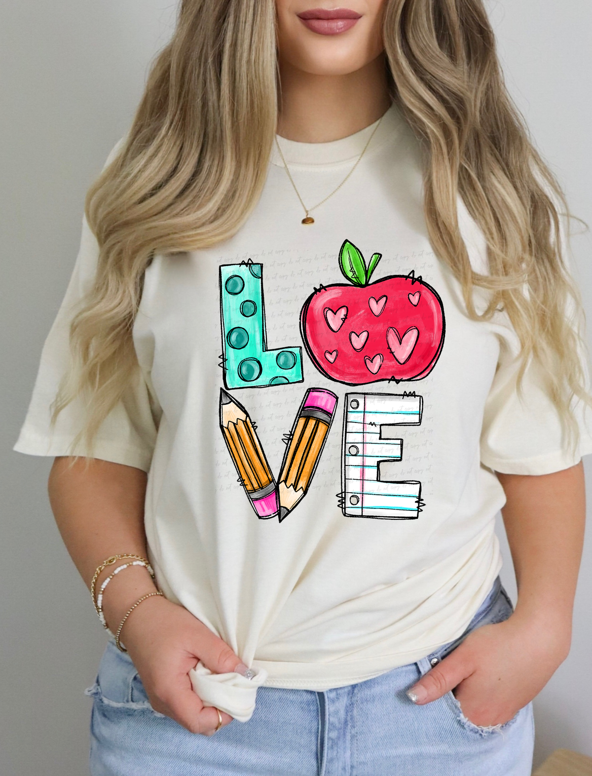 Love Polka Apple Pencil Paper Font 114841 DTF transfer