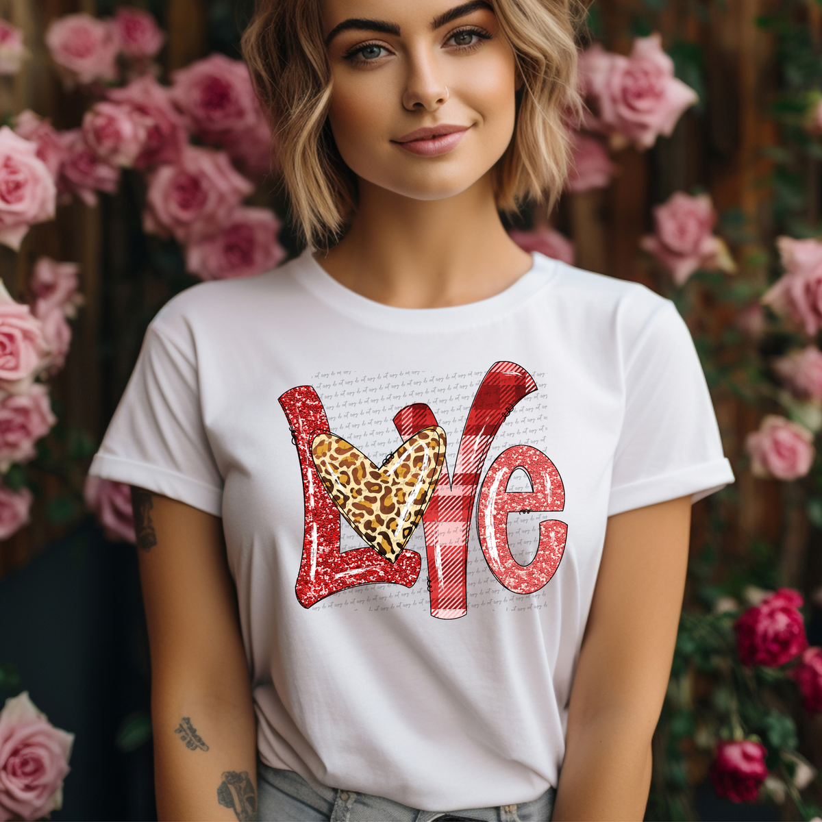 Love Valentine's Day Leopard Plaid 71699 DTF Transfer