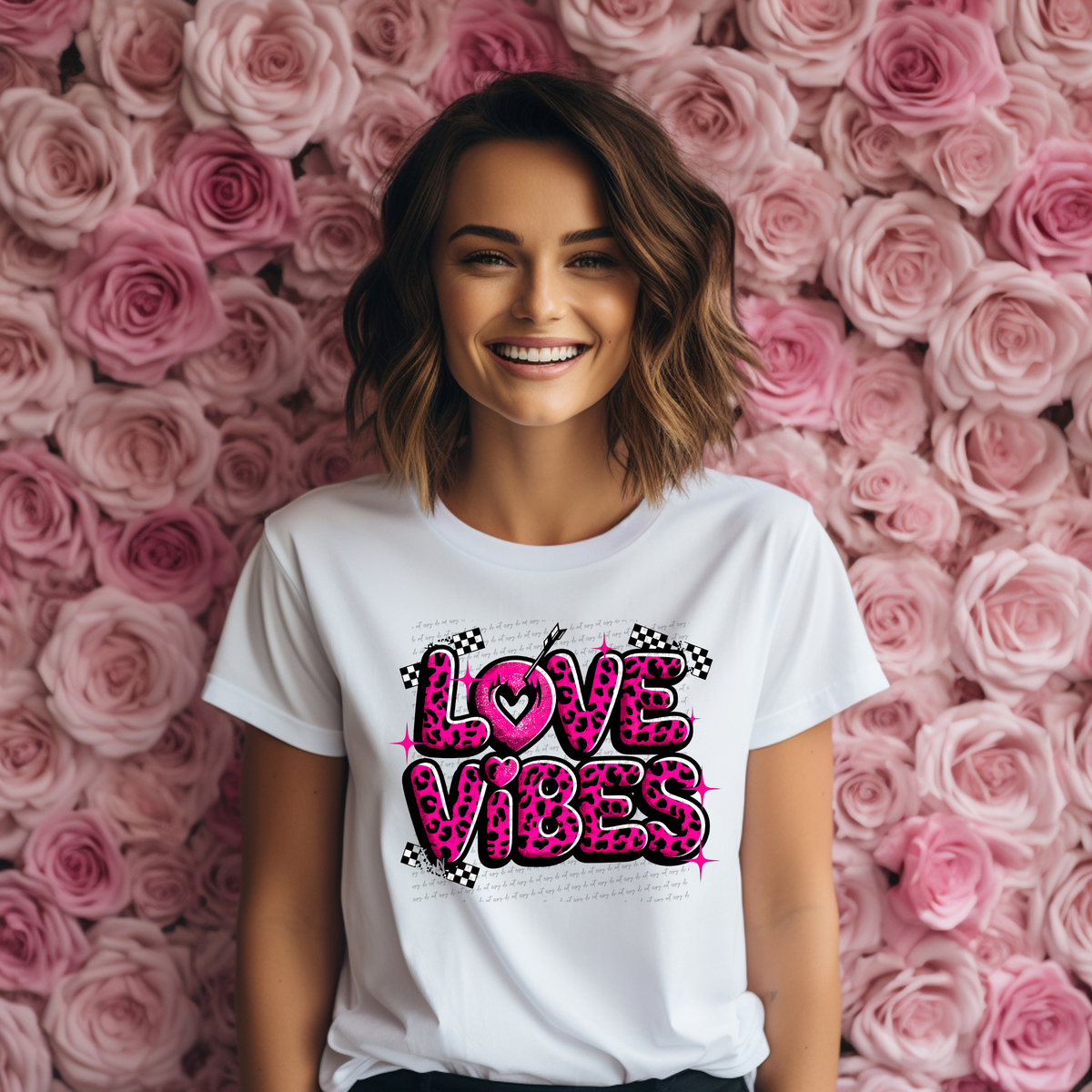 Love Vibes Pink Leopard 71788 DTF Transfer
