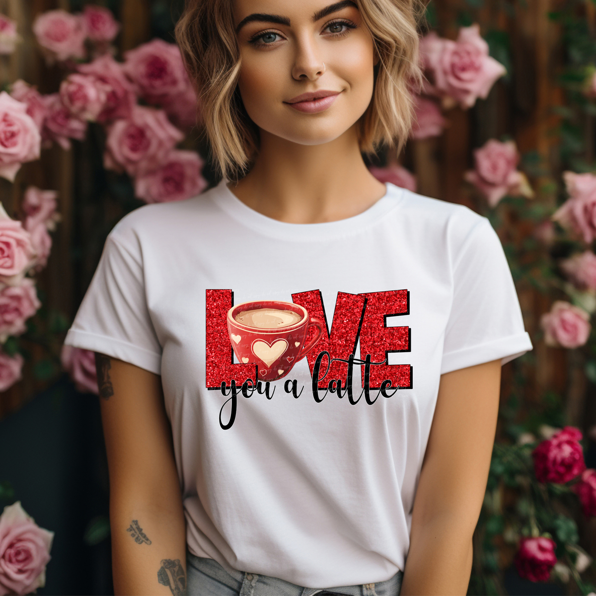 Love You A Latte Red 76468 DTF Transfer
