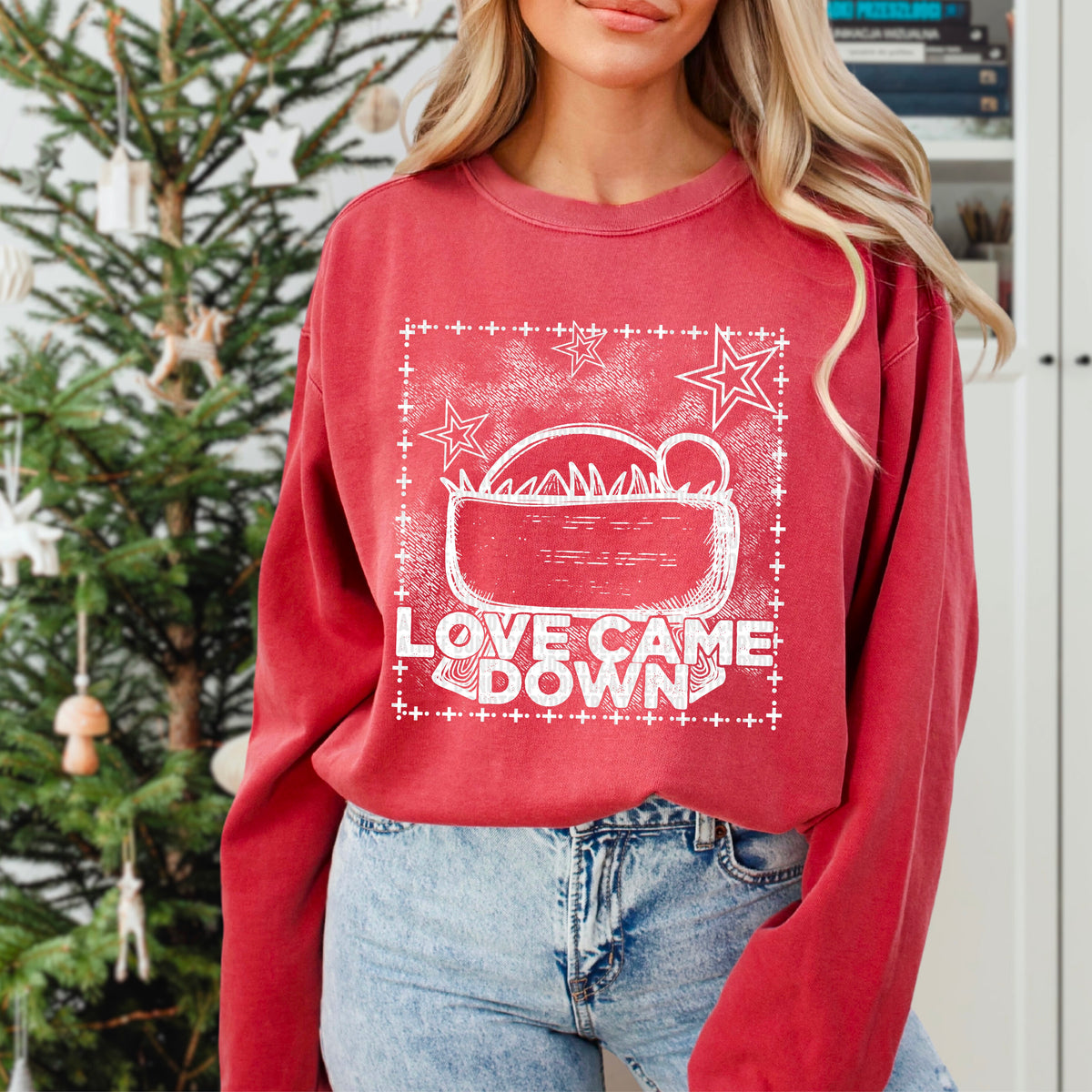 Love Came Down Manger - White 104222 DTF transfer