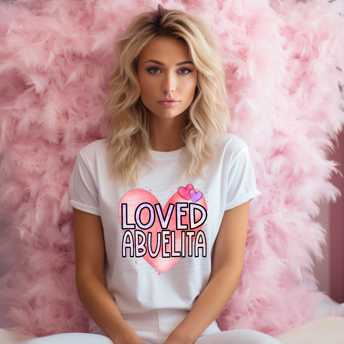 Loved Abuelita Pink Heart 116570 DTF Transfer