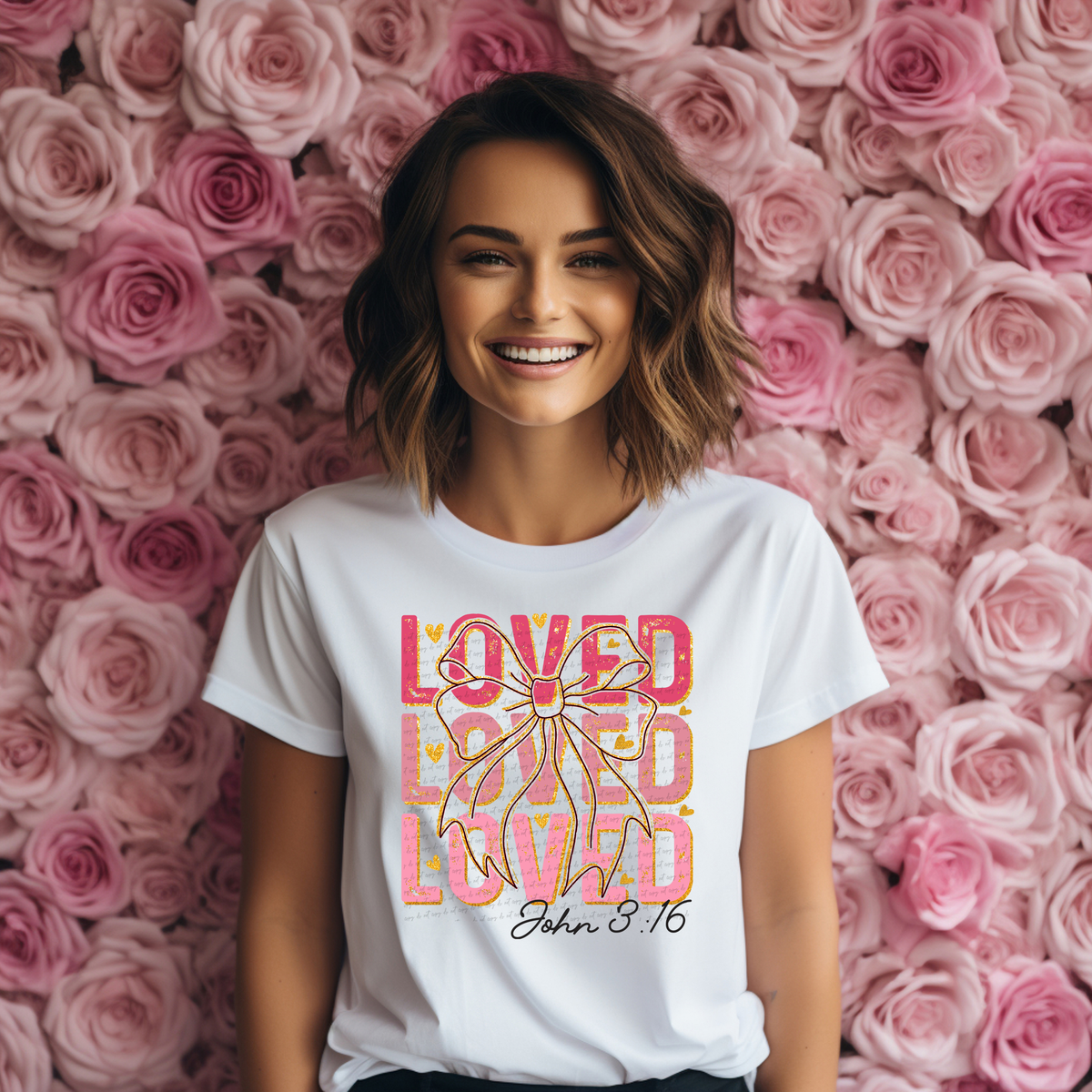 Loved John 3:16 Word Stacked 76363 DTF Transfer