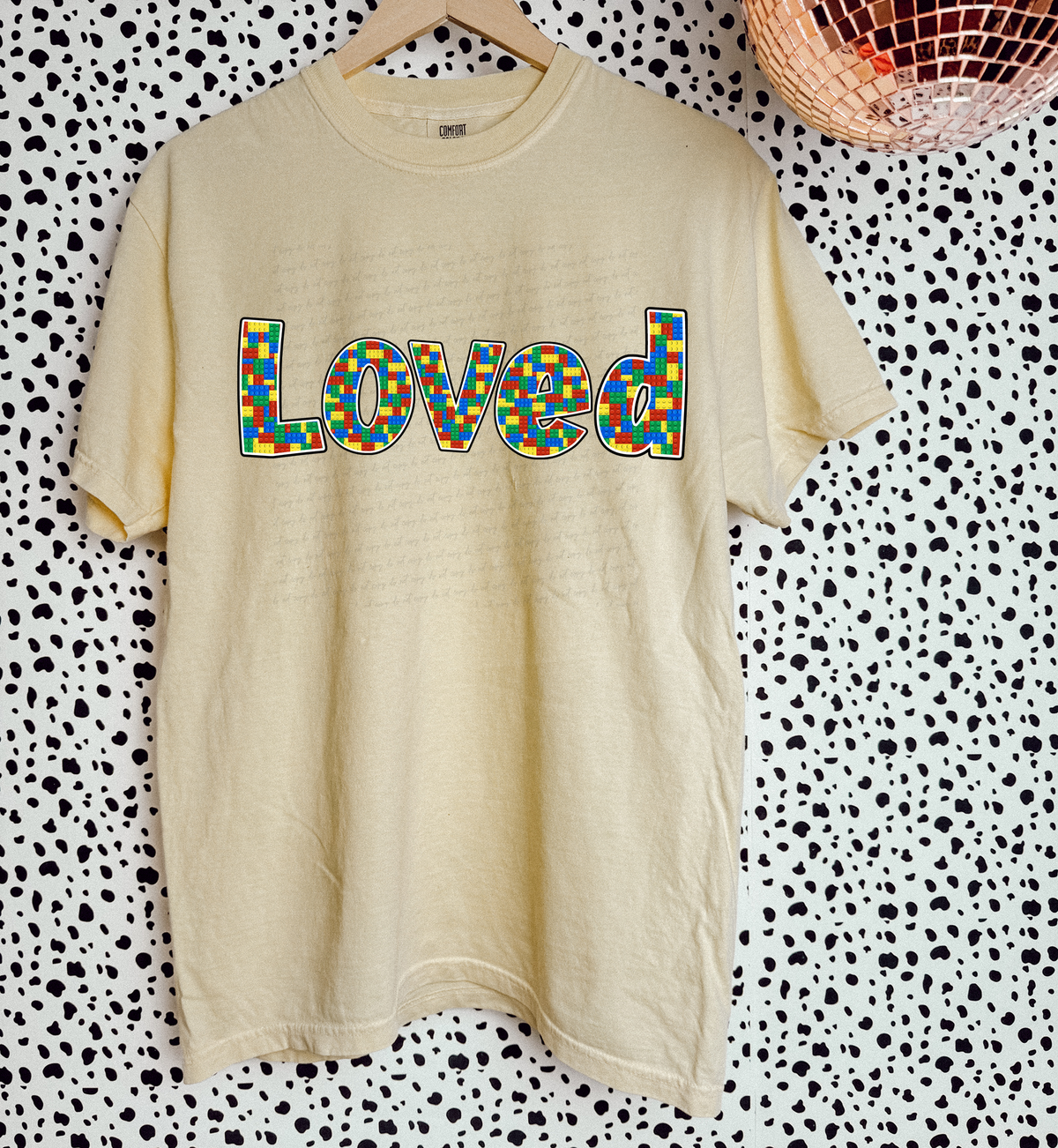 Loved Lego Filled Font 111465 DTF transfer