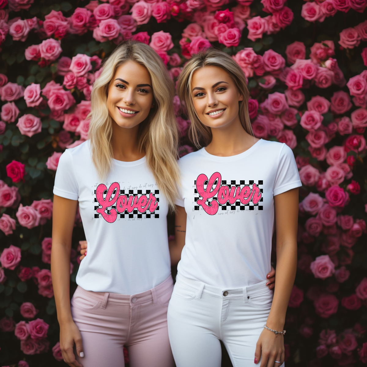 Lover Pink Checkered 76469 DTF Transfer