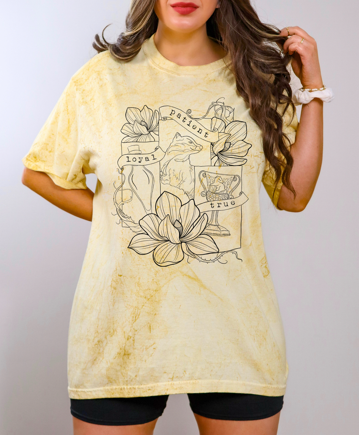Loyal Patient True Huffle Black Floral 115392 DTF transfer