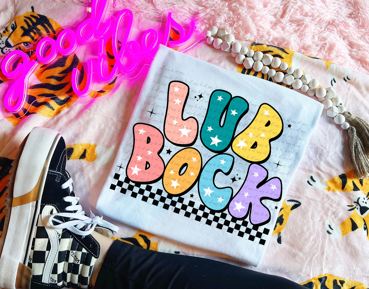 Lubbock State Colorful Groovy Font 89126 DTF Transfer