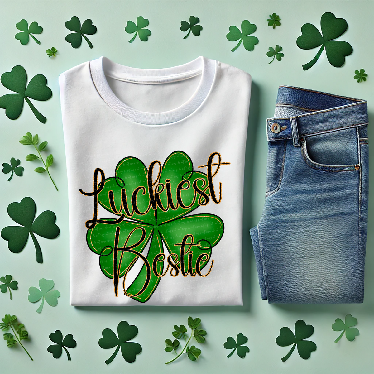 Luckiest Bestie Shamrock 89349 DTF Transfer
