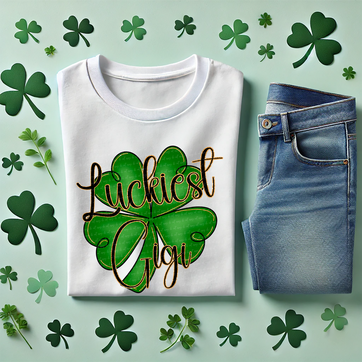 Luckiest Gigi Shamrock 89356 DTF Transfer