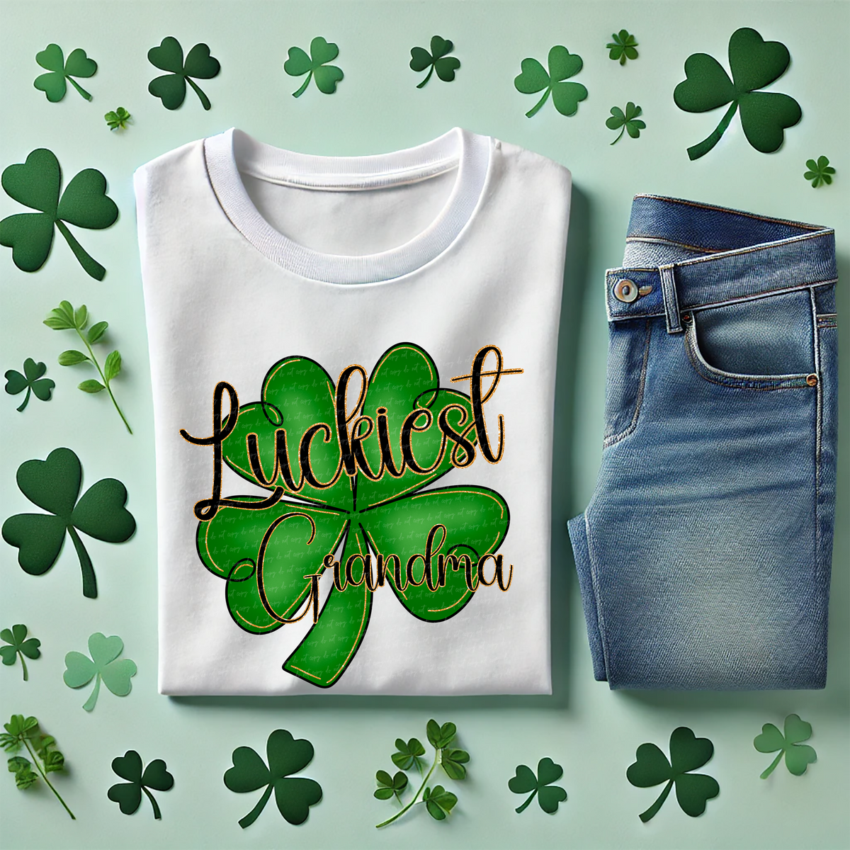 Luckiest Grandma Shamrock 89357 DTF Transfer
