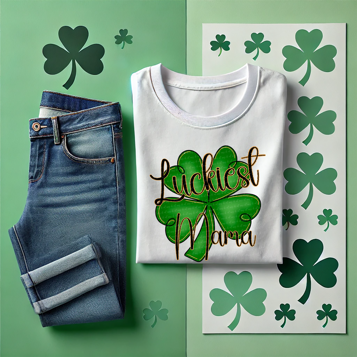 Luckiest Mama Shamrock 89362 DTF Transfer