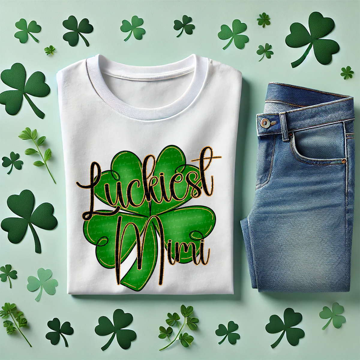 Luckiest Mimi Shamrock 89364 DTF Transfer