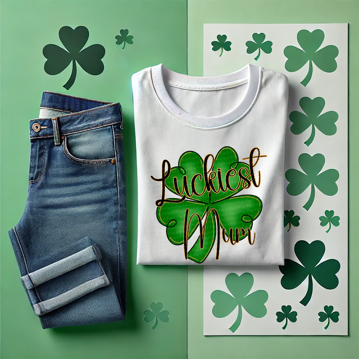 Luckiest Mum Shamrock 89366 DTF Transfer