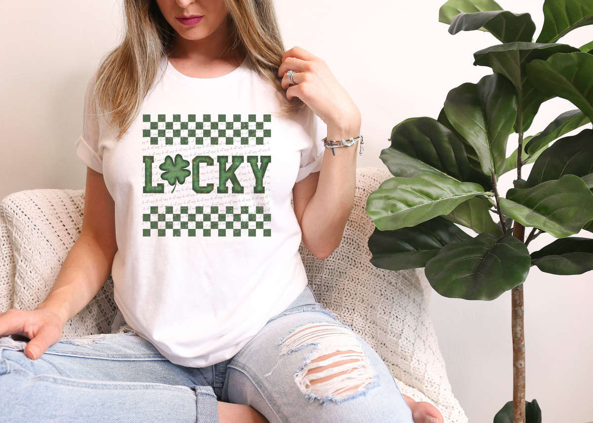 Lucky Clover Leaf Checkered 74760 DTF Transfer