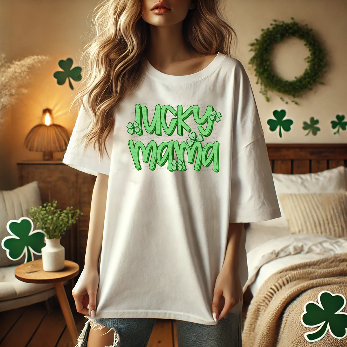 Lucky Mama Shamrock Green 86707 DTF Transfer