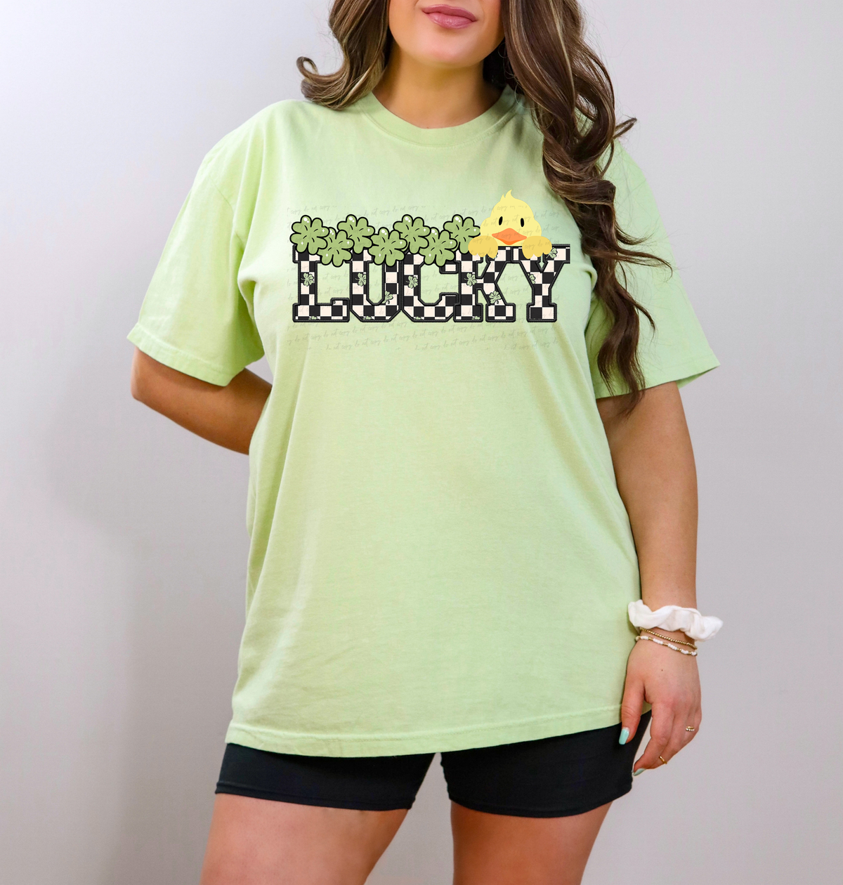 Lucky Checkered Font Duck Clover Leaves 117829 DTF transfer