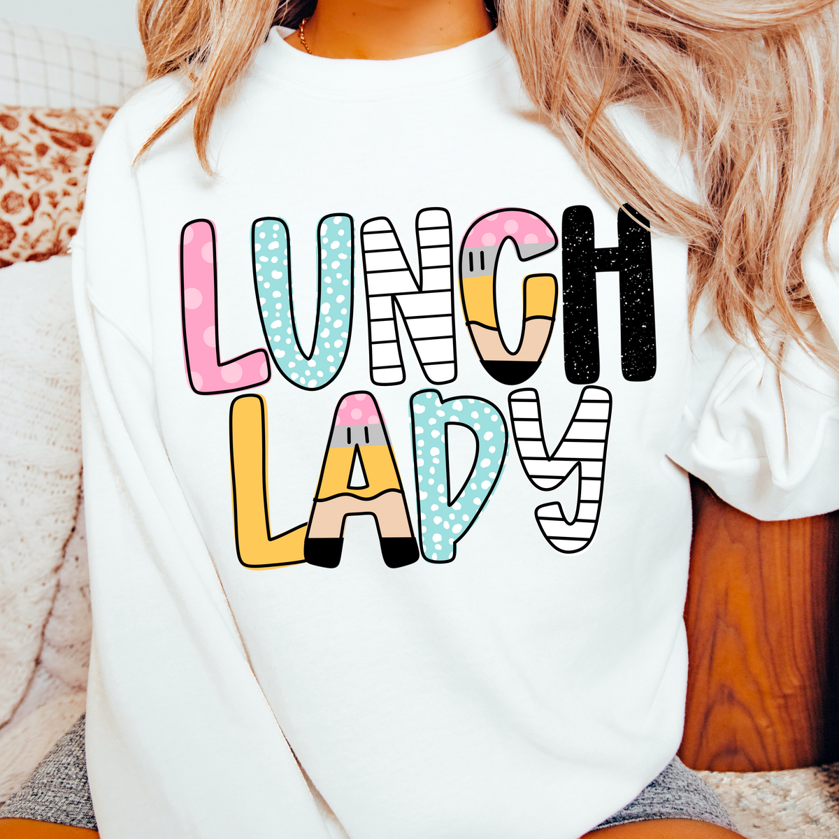Lunch Lady pencil/paper font (CMD) 102067 DTF transfer