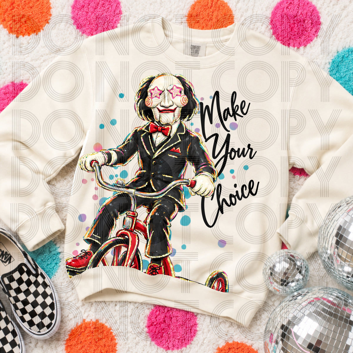 Make your choice puppet colorful splatter (Renewed) DTF Transfer