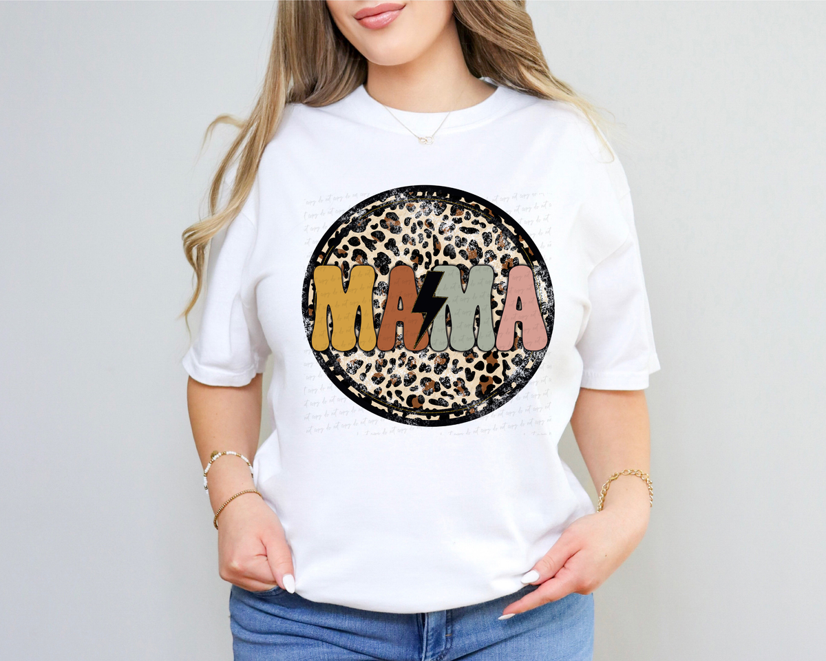 Mama Leopard Circle Lightning Bolt 116576 DTF Transfer