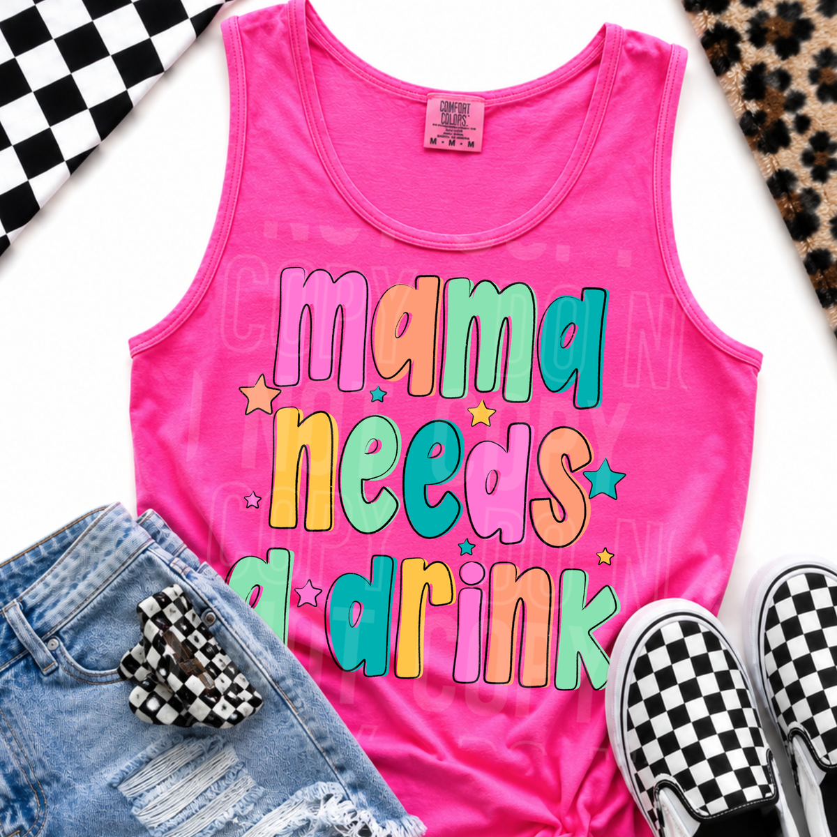 Mama needs a drink PASTEL stars (SBB) DTF Transfer