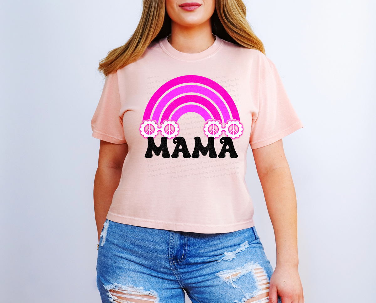 Mama Peace Hippie Pink Rainbow 116580 DTF Transfer