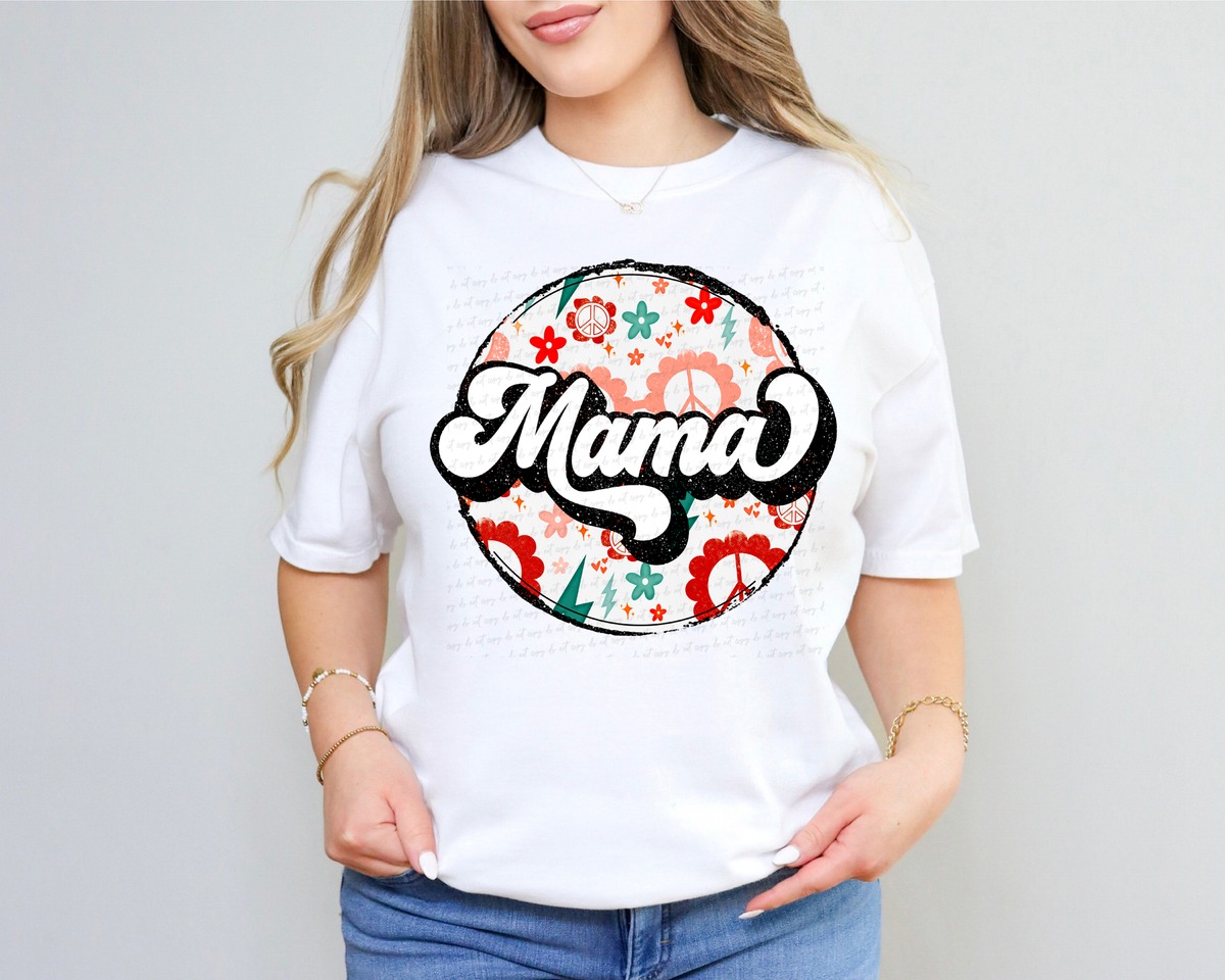 Mama Hippie Floral Peace Circle 116511 DTF Transfer