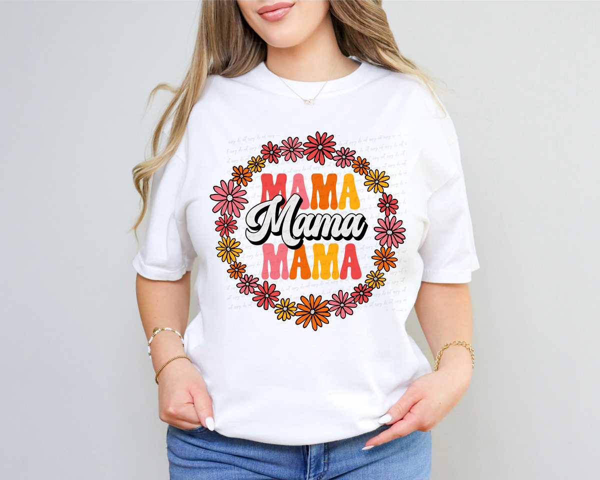 Mama Stacked Circle Retro Floral Frame 116589 DTF Transfer