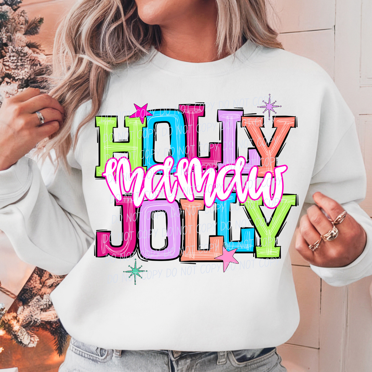 mamaw holly jolly names (city) DTF Transfer