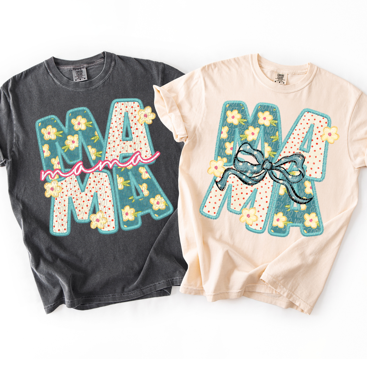 Vintage floral Mama (Pink words) (City) DTF Transfer