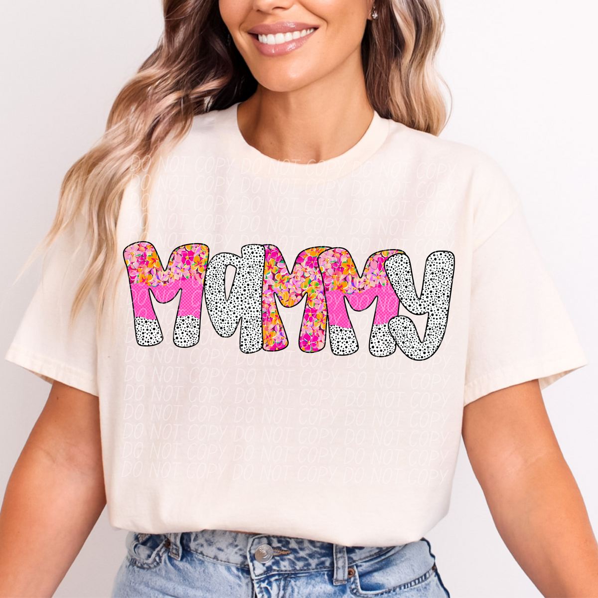 Mammy pink floral polka dot (City) DTF transfer