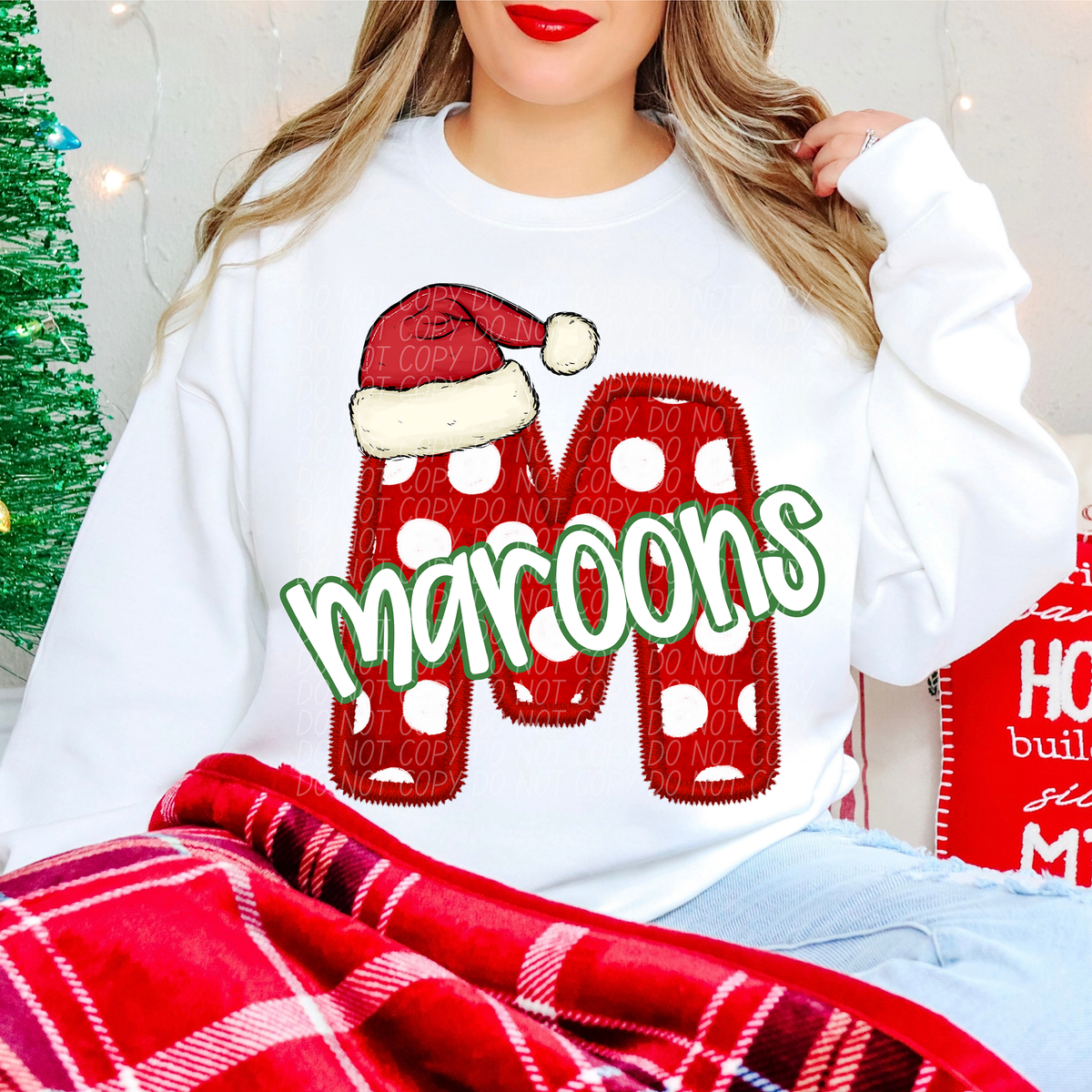 M Maroons Christmas Faux Embroidery (CITY) 66326 DTF transfer