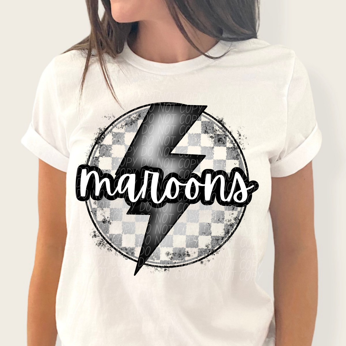 Maroons grey/silver lightning bolt circle CITY DTF transfer